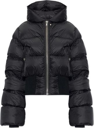 Rick Owens Gecrinte Jas met Capuchon - Dames - Gewatteerde jassen - Zwart - S - Leer - Jassen
