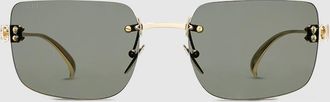 Gucci Frameless Square Sunglasses, Gold