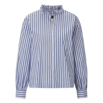 Rich & Royal Camicetta con volant in cotone a righe - - Blouses & Shirts - Donna - Blu - XL