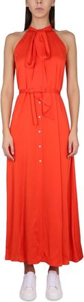 Aspesi Womens Belted Dress - Orange viscose - Size EU 42 (Womens)