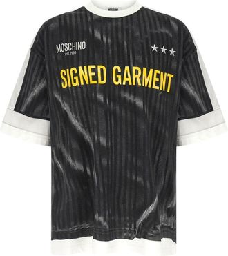 Moschino Bedrukt katoenen jersey T-shirt - Heren - Fitness - Zwart - S - Katoen - Fitness