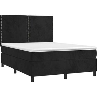 vidaXL Vidaxl - Cama Box Spring Colch&oacute;n Y Led Terciopelo Negro 140x200 Cm