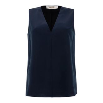 F.it Mouwloze top met V-hals - Dames - Tops - Blauw - Maat: 2XL Poliester