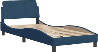vidaXL Vidaxl - Estructura De Cama Con Cabecero Sin Colch&oacute;n Tela Azul 90x200 Cm
