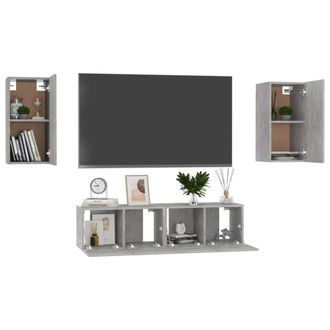 Berkfield Home Sturdy 4 Piece TV Cabinet Set Concrete Grey Engineered Wood