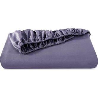 Bare Home 400 Thread Count Organic Cotton Sateen Fitted Sheet - Full XL in Dusty Purple at Nordstrom