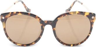 Balenciaga Occhiali da sole tondi con effetto tartarugato - Marrone