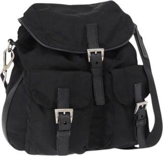 Prada Pre-owned Backpacks, female, Black, Size: ONE SIZE Pre-owned Nylon Backpack
