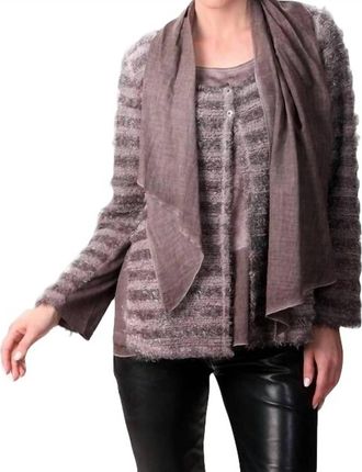 Angel 2-Button Stripe Top In Taupe