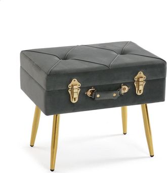 VERSA Banco pie de cama de estilo cl&aacute;sico en madera aglomerada gris oscuro