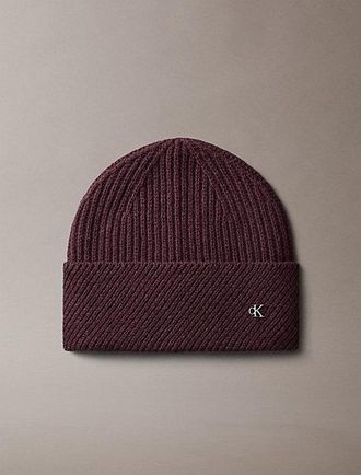 Calvin Klein Gorro De Punto De Mezcla De Lana Con Monograma