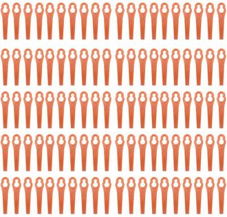 OEM 100 Cuchillas De Repuesto De Pl&aacute;stico Naranja Para Desbrozadoras, Longitud 80 Mm, Di&aacute;metro Del Orificio 11x7 Mm
