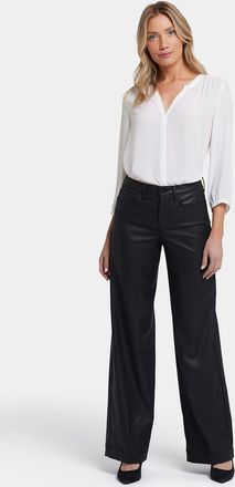 NYDJ Gecoate Teresa Wijde Pijpen Jeans | Zwart Gecoat