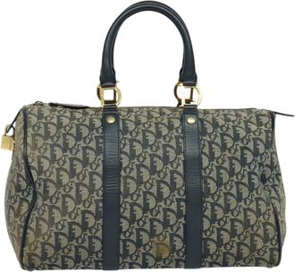 Dior Trotter Navy Canvas Handbag (Pre-Owned)