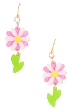Leith Spring Daisy Drop Earrings in Purple Multi- Gold at Nordstrom Rack