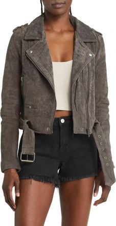 Blank NYC Suede Moto Jacket In Dark Grey