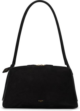 Alaia Womens Shoulder Bag Le Bouledogue Suede Black Leather