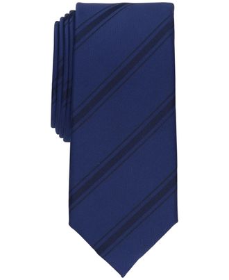 Alfani Mens Navy Trinity Stripe Slim Tie