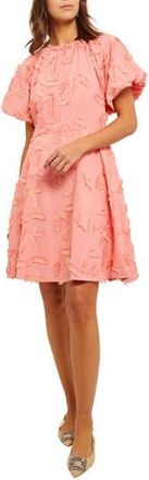 Misook Puff Sleeve Minidress in Ocean Coral at Nordstrom Rack, Size X-Large