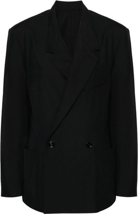 Christophe Lemaire double-breasted blazer - women - Viscose/Cotton/Polyester/Wool - 36 - Blue