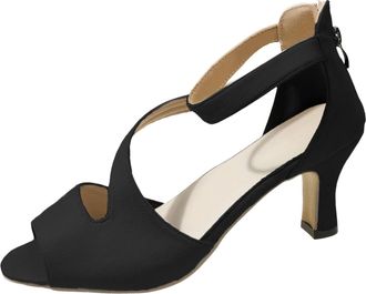 Generic 2026 Women Slippers Fashionable And Sexy Fish Mouth High Heeled Sandals For Large Size Bag Heels Hollow Back Zipper Fashion Roman Womens Shoes (Black,