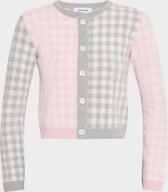Thom Browne Fun Mix Gingham Check Cropped Cardigan