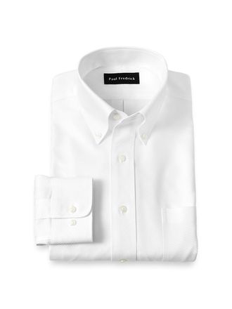 Paul Fredrick Non-iron Cotton Twill Button Down Collar Dress Shirt