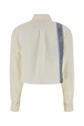 J.W.Anderson Womens Ivory Linen Shirts Offwhiteblue Exterior: Camicie