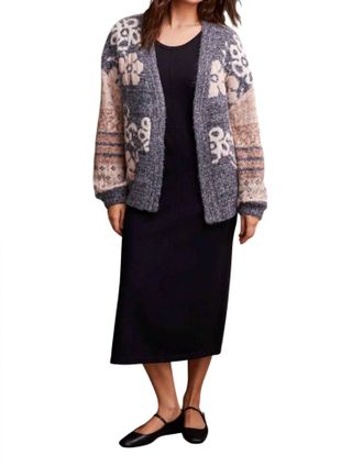 Tribal Jacquard Knit Sweater In Grey Mix
