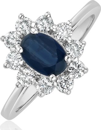 The Diamond Store Sapphire 0.80ct And Diamond 0.50ct 18K White Gold Ring