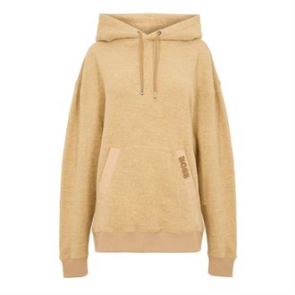 HUGO BOSS Womens Hooded Neck Drop Shoulder Sweatshirt in Medium Beige - Size 14 UK