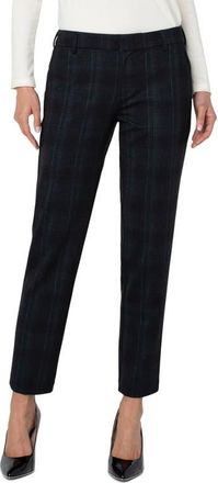 Liverpool L.A. Kelsey Plaid Ponte Trousers in Black/Green Shdw at Nordstrom, Size 8