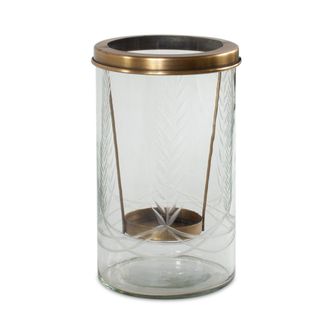 Melrose International Etched Glass Candle Holder 8.5H - Gold