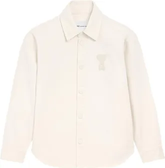 Ami Beige De Coeur Crochet Patch Snap-Button Shirt
