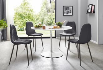 Inosign Essgruppe Set, 5 Stk. tlg. mit rundem Tisch in weiss Hochglanz