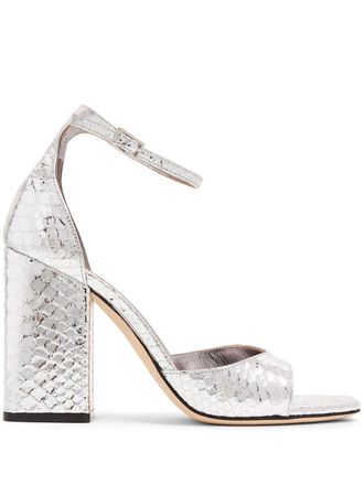 PARIS TEXAS Fiona metallic-finish sandals - women - Calf Leather/Metallic Leather/Calf Leather - 40 - Silver