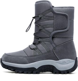 Generic Womens Mens Waterproof Snow Boots Thermal Chunky Sole Ankle Boots Outdoor Walking Shoes For Hiking Winter Sneakers(Gray,8.5)