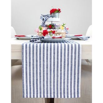 Solino Home Linen Table Runner for Dining Table, Holiday and Everyday Table Decor - Amalfi Stripe in Navy And White at Nordstrom, Size Xx-Small