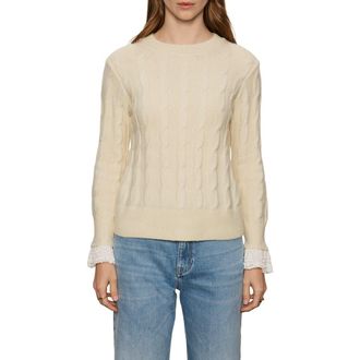 Sanctuary One in a Million Cable Stitch Sweater in Vanilla White at Nordstrom, Size X-Large