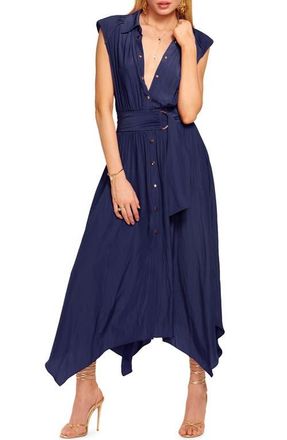 Ramy Brook Ivy Sleeveless Asymmetric Hem Shirtdress in Spring Navy at Nordstrom, Size X-Small