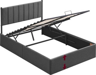 Vasagle Estructura de cama elevable de 140 x 200 cm de color gris oscuro
