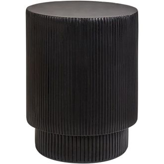 Beliani Beliani - Mesa Auxiliar Acanalada Mgo Fibra De Vidrio Forma Redonda Resistente A Los Rayos Uv Manchas &Oacute;xido Agua Y Viento Negro Biccari