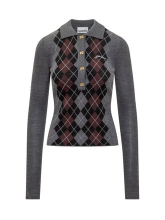 Ganni Jacquard Polo Shirt