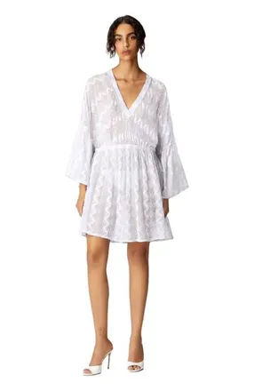 Missoni Cover-up Dress In Zig Zag Lam&eacute; Viscose With Wide Sleeves in Silver at Nordstrom, Size 44