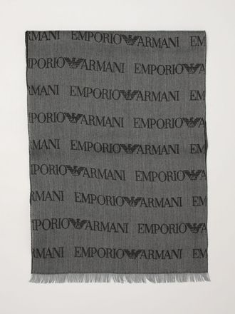 Emporio Armani Sciarpa in lana vergine con logo all-over