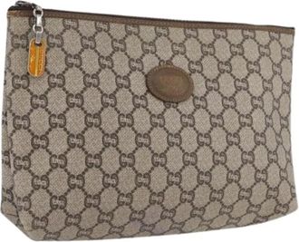 Gucci Pre-owned Clutches, female, Beige, Size: ONE SIZE Pre-owned Vintage GG Canvas Clutch