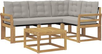 vidaXL Conjunto De Sof&aacute;s De Exterior 5 Uds. Blanco Y Gris Claro Vidaxl