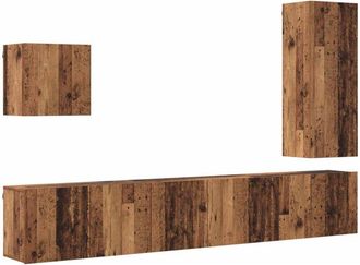 vidaXL Unidad De Pared Para Tv 5 Pcs Madera Envejecida Vidaxl