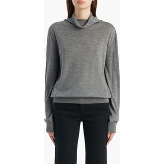 Khaite Annette Merino Wool Blend Funnel Neck Sweater in Sterling at Nordstrom, Size X-Small