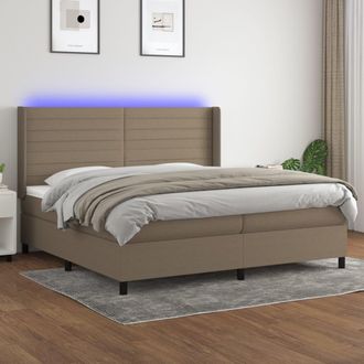 vidaXL Vidaxl - Cama Box Spring Colch&oacute;n Y Luces Led Tela Gris Taupe 200x200 Cm